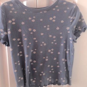 A blue floral blouse